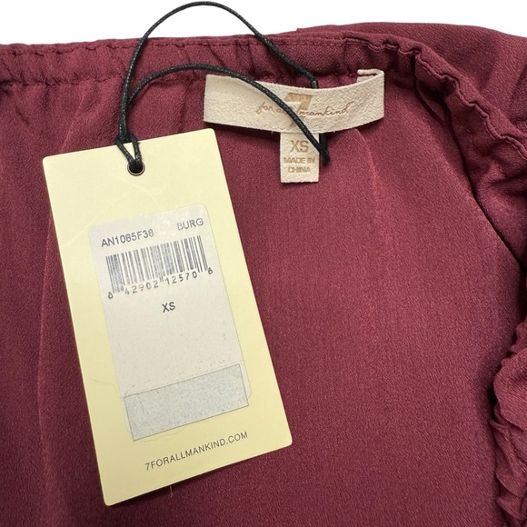 7 For All Mankind Women's Off-Shoulder Burgundy Top Sz XS NWT - Picture 6 of 7
